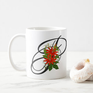 Initiale P, Vintage-Passion Flower-Kaffeetasse Kaffeetasse