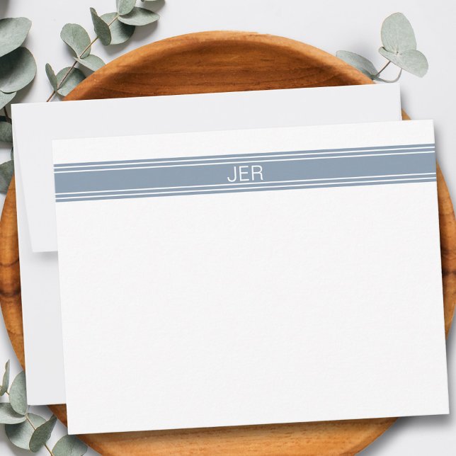 Initiale Personalisierte Monogramm-Bezeichnung in  Mitteilungskarte (Dusty Blue Personalized Monogram Name Initials Note Card)