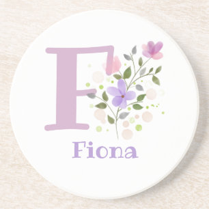 Initiale Plus Name & Blumen Design Getränkeuntersetzer