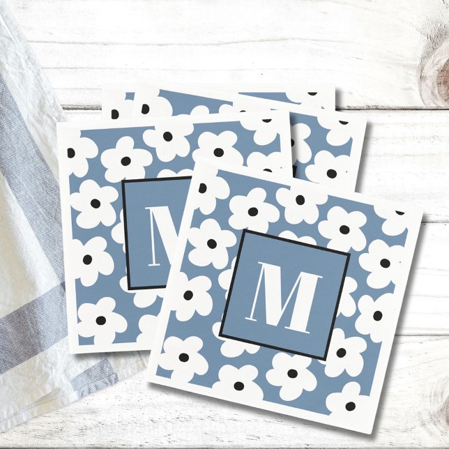 Initiale Retro-Blume für benutzerdefinierte Monogr Serviette (Von Creator hochgeladen)