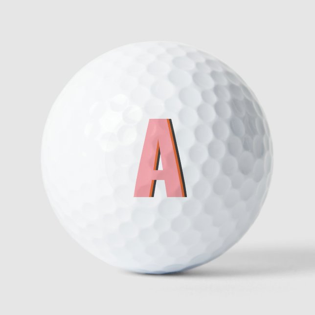 Initiale rosa und orangefarbene Retro-Typografie Golfball (Vorderseite)