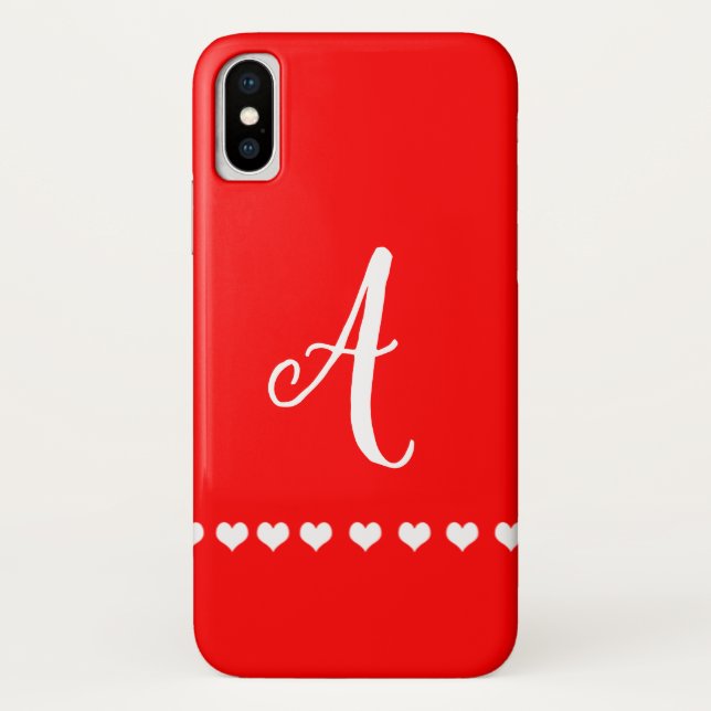 Initiale Rot-und Weißmonogramm Case-Mate iPhone Hülle (Rückseite)