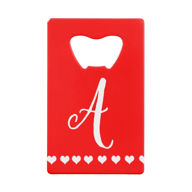 Initiale Rot-und Weißmonogramm Geldbeutel Flaschenöffner (Vorderseite)