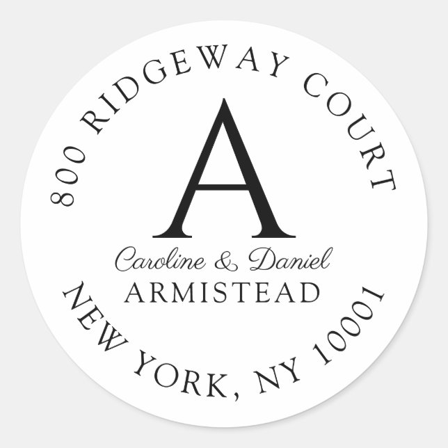 Initiale Rücksendeadresse Monogramm Couple Floral Runder Aufkleber (Vorderseite)