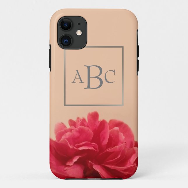 Initiale schöne rosa Creme Floral Monogramm Case-Mate iPhone Hülle (Rückseite)