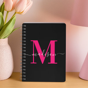 Initiale Typografie in Schwarz und Fett Hot Pink M Planer
