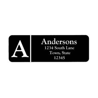 Initialed Black And White Return Address Label