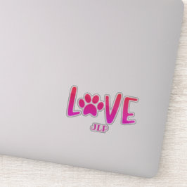 Initialed Liebe Paw Aufkleber