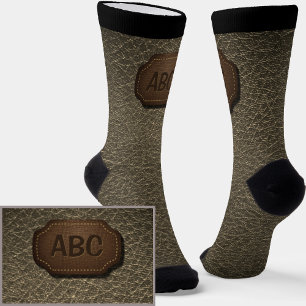 Initialen ändern, Leder-Abzeichen-Leder-Leder brau Socken