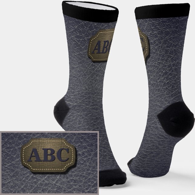 Initialen ändern, Leder-Abzeichen-Leder-Leder grau Socken (Von Creator hochgeladen)