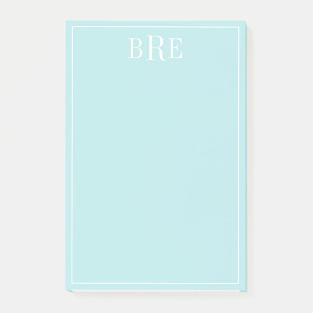Initialen Aqua Post-it Klebezettel (Vorderseite)