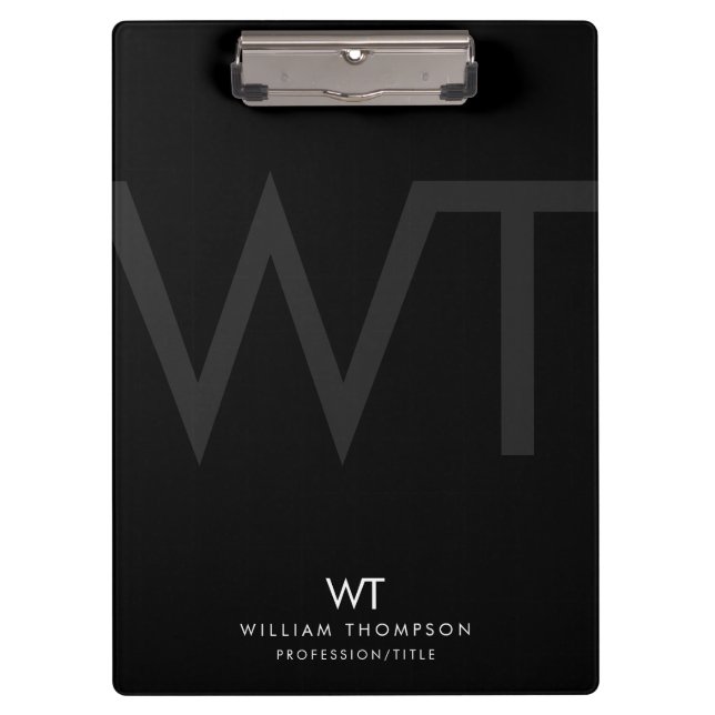 Initialen der beruflichen Black Business Monogram Klemmbrett (Vorderseite)