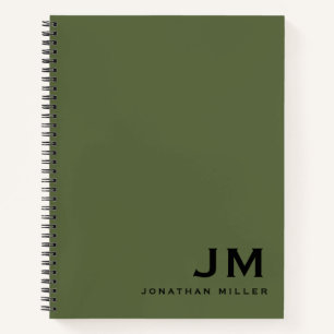 Initialen der beruflichen Olive Green Monogram Notizbuch