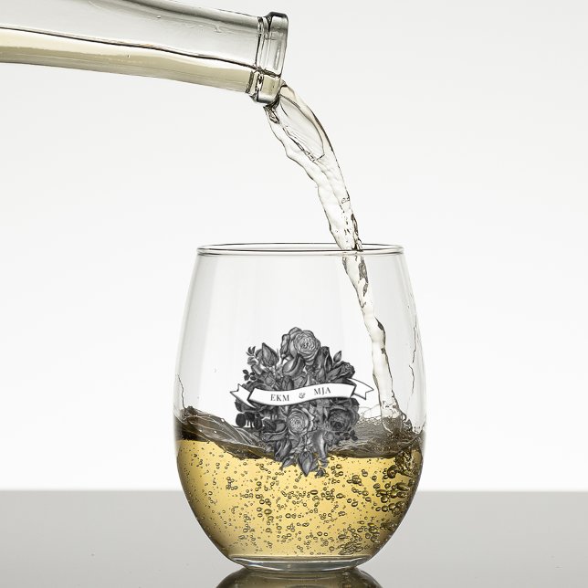 Initialen der Bräune und der Groom Monogram, Schwa Weinglas Ohne Stiel (Von Creator hochgeladen)