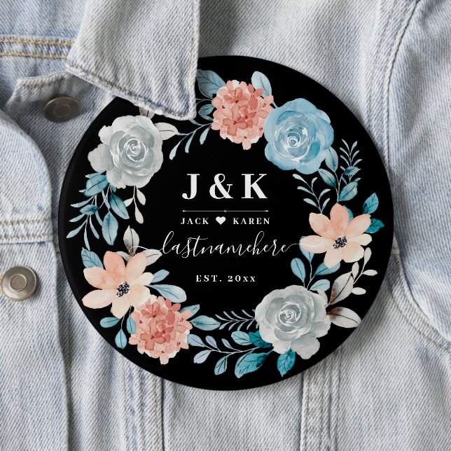 Initialen der Floral Monogram mit benutzerdefinier Button (Beispiel)