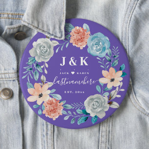 Initialen der Floral Monogram mit benutzerdefinier Button