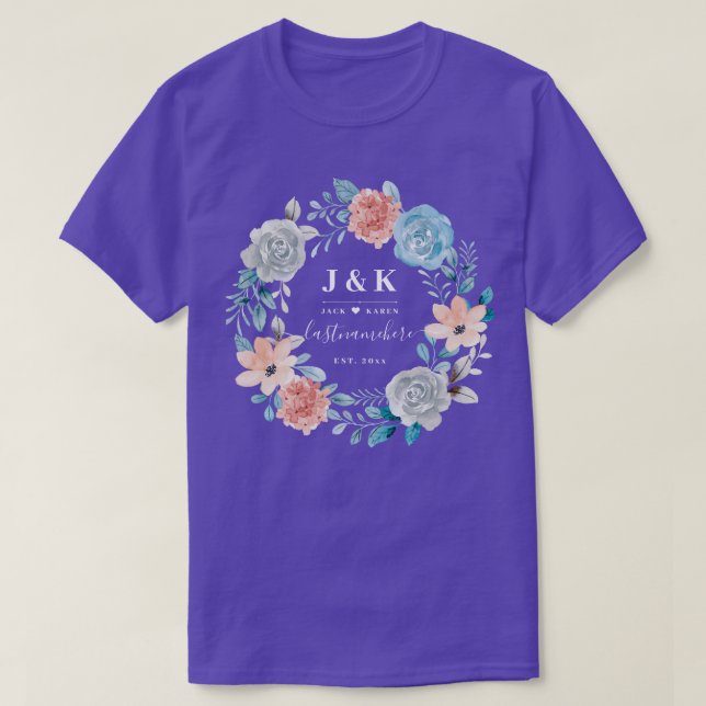 Initialen der Floral Monogram mit benutzerdefinier T-Shirt (Design vorne)
