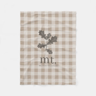 Initialen der Karierten Foliage Monogram Herbst Ta Fleecedecke