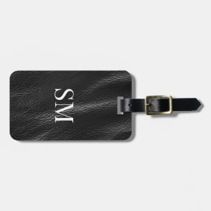 Initialen der klassischen Black Leather Monogram Gepäckanhänger