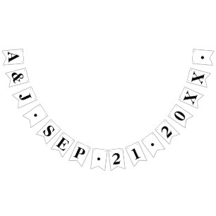 INITIALEN DER KUSTOM BRIDE+GROOM MIT BREITDATUM WIMPELKETTE