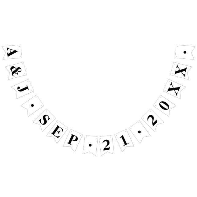 INITIALEN DER KUSTOM BRIDE+GROOM MIT BREITDATUM WIMPELKETTE (Alle)