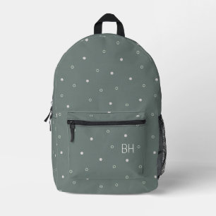 Initialen der neutralen grünen Polka-Dots Monogram Bedruckter Rucksack