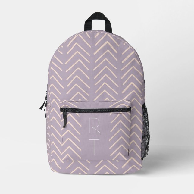 Initialen der niedlichen Lila geometrischen Pfeile Bedruckter Rucksack (Vorderseite)