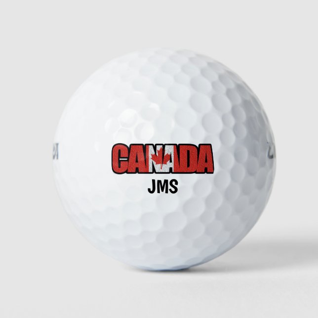 Initialen der Red Maple Leaf Flag Monogram Golfball (Vorderseite)