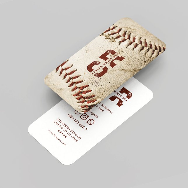 Initialen des Baseball Coach Rustic Baseball Monog Visitenkarte (Baseball Coach Rustic Baseball Monogram Initials Business Card
)
