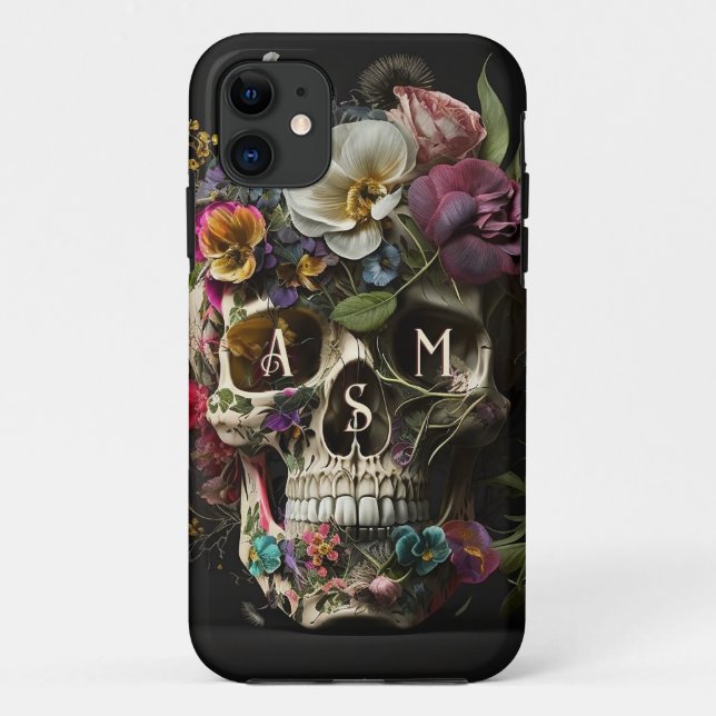 Initialen des Blumenschädels mit dem Pagan Monogra Case-Mate iPhone Hülle (Rückseite)
