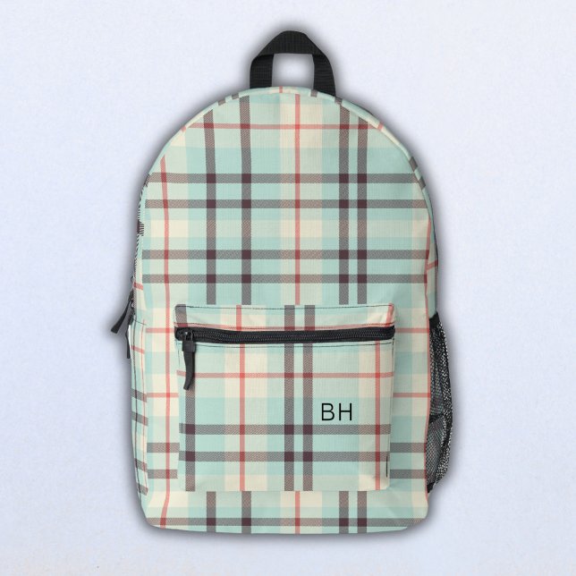 Initialen des hellblauen Karierten Tartan-Karos Mo Bedruckter Rucksack (Von Creator hochgeladen)
