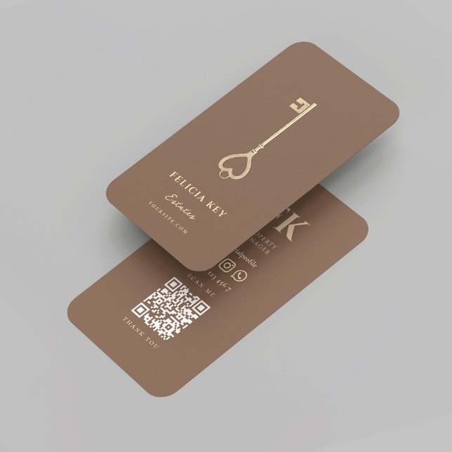 Initialen des modernen Real Anwesen Agent Visitenkarte (Modern Realtor Real Estate Agent Initials monogram brown Business Card
)