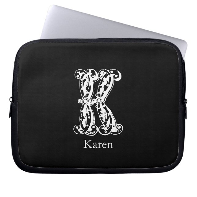 Initialen des Monogramm-Buchstabe-K Laptopschutzhülle (Vorderseite)