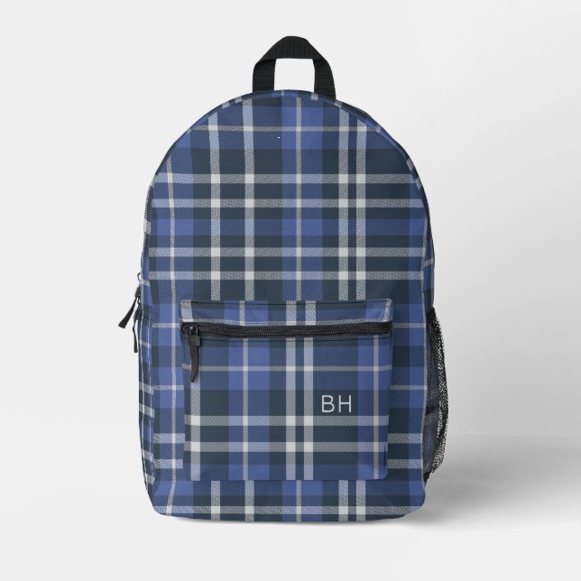 Initialen des niedlichen blauen Karierten Tartan-K Bedruckter Rucksack (Vorderseite)