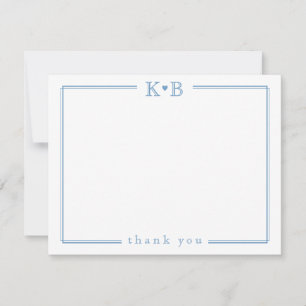 Initialen des Paares Neuvermählte Monogramm Danke Mitteilungskarte