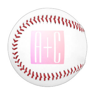 Initialen des Paares Subtile Pink Gradation Baseball