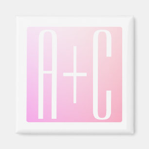 Initialen des Paares   Subtile Pink Gradation Magnet
