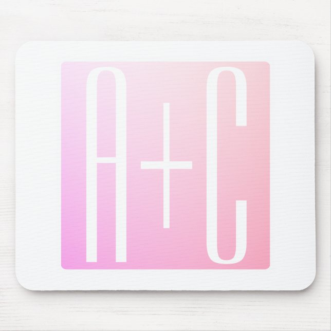 Initialen des Paares | Subtile Pink Gradation Mousepad (Vorne)
