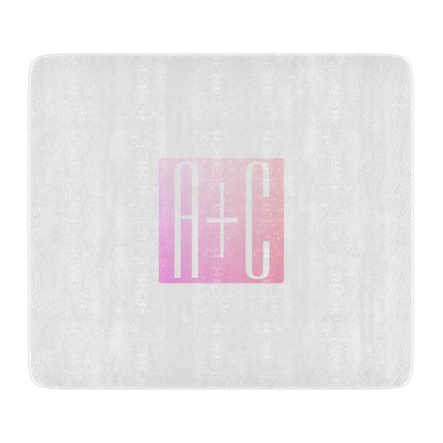 Initialen des Paares | Subtile Pink Gradation Schneidebrett (Vorderseite)