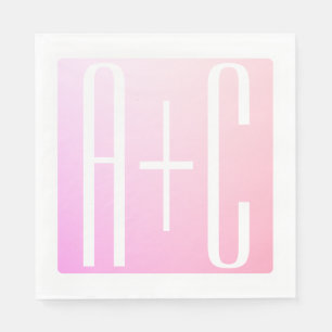 Initialen des Paares   Subtile Pink Gradation Serviette