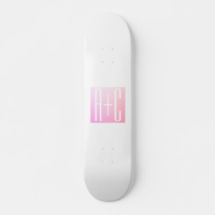 Initialen des Paares Subtile Pink Gradation Skateboard