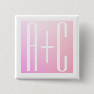 Initialen des Paares Subtile rosa Abstufung Button