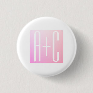 Initialen des Paares Subtile rosa Abstufung Button