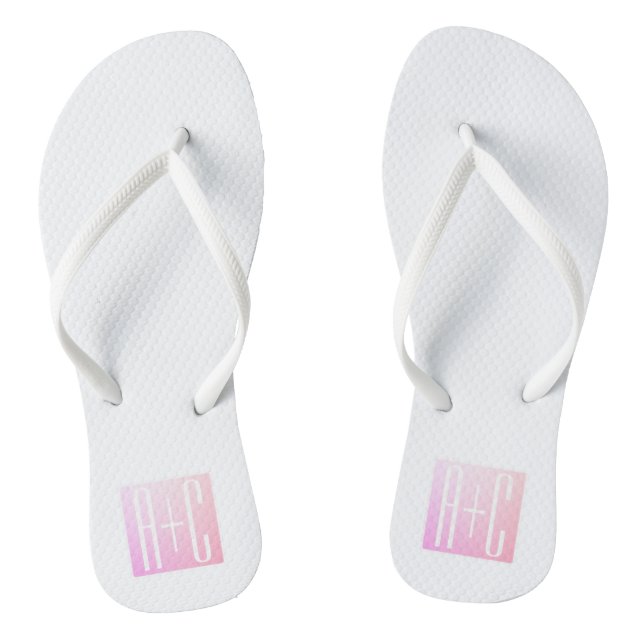 Initialen des Paares | Subtile rosa Abstufung Flip Flops (Fußbett)