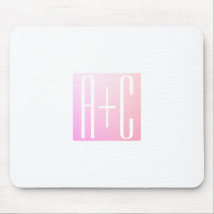 Initialen des Paares Subtile rosa Abstufung Mousepad