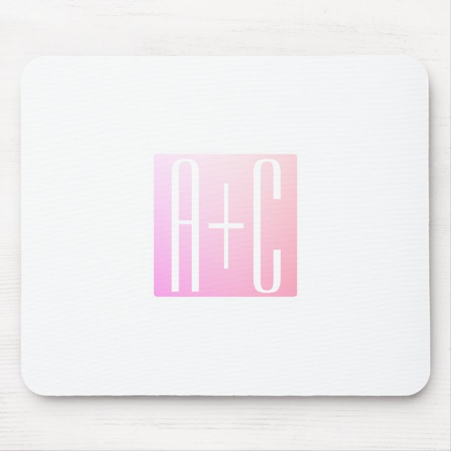 Initialen des Paares | Subtile rosa Abstufung Mousepad (Vorne)