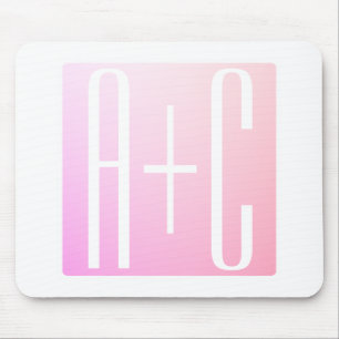Initialen des Paares Subtile rosa Abstufung Mousepad