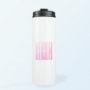 Initialen des Paares Subtile rosa Abstufung Thermosbecher