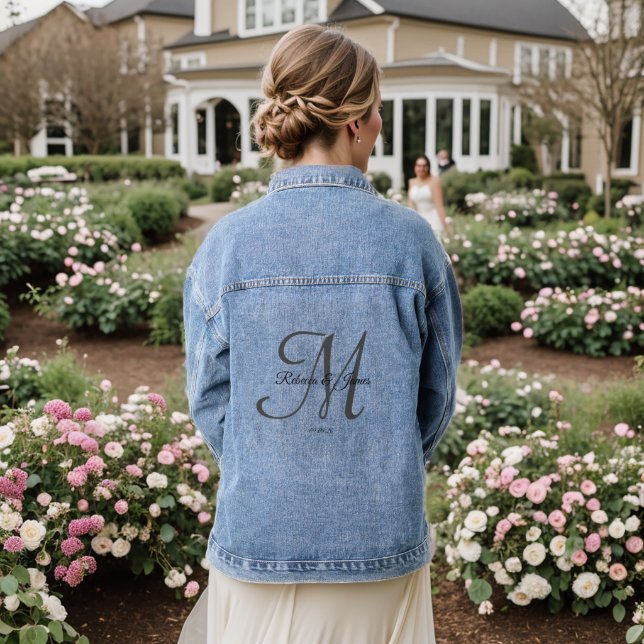 Initialen des personalisierten Monogramm-Skriptdat Jeansjacke (Hochzeit Rückseite)