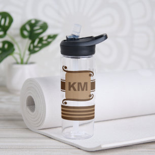 Initialen dunkel und blassbraun mit Streifen hinzu Trinkflasche